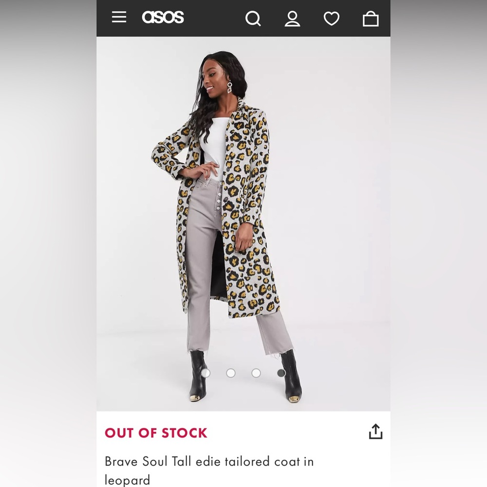 Brave Soul Leopard Print Tall Edie Tailored Long Jacket